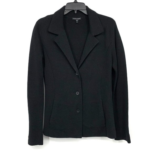 Eileen Fisher Jackets & Blazers - Eileen Fisher Jacket Black Silk Cotton Blend Blazer Pockets